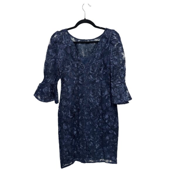 Adrianna Papell Rosie Embroidery Sheath Dress 4 - Picture 3 of 8